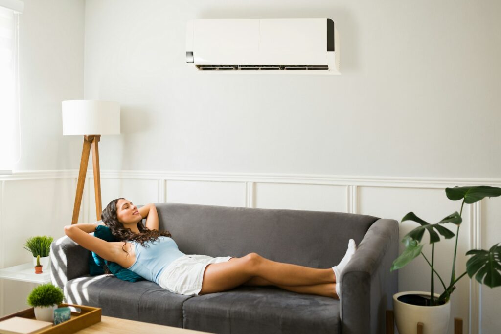 woman in the living room with ac